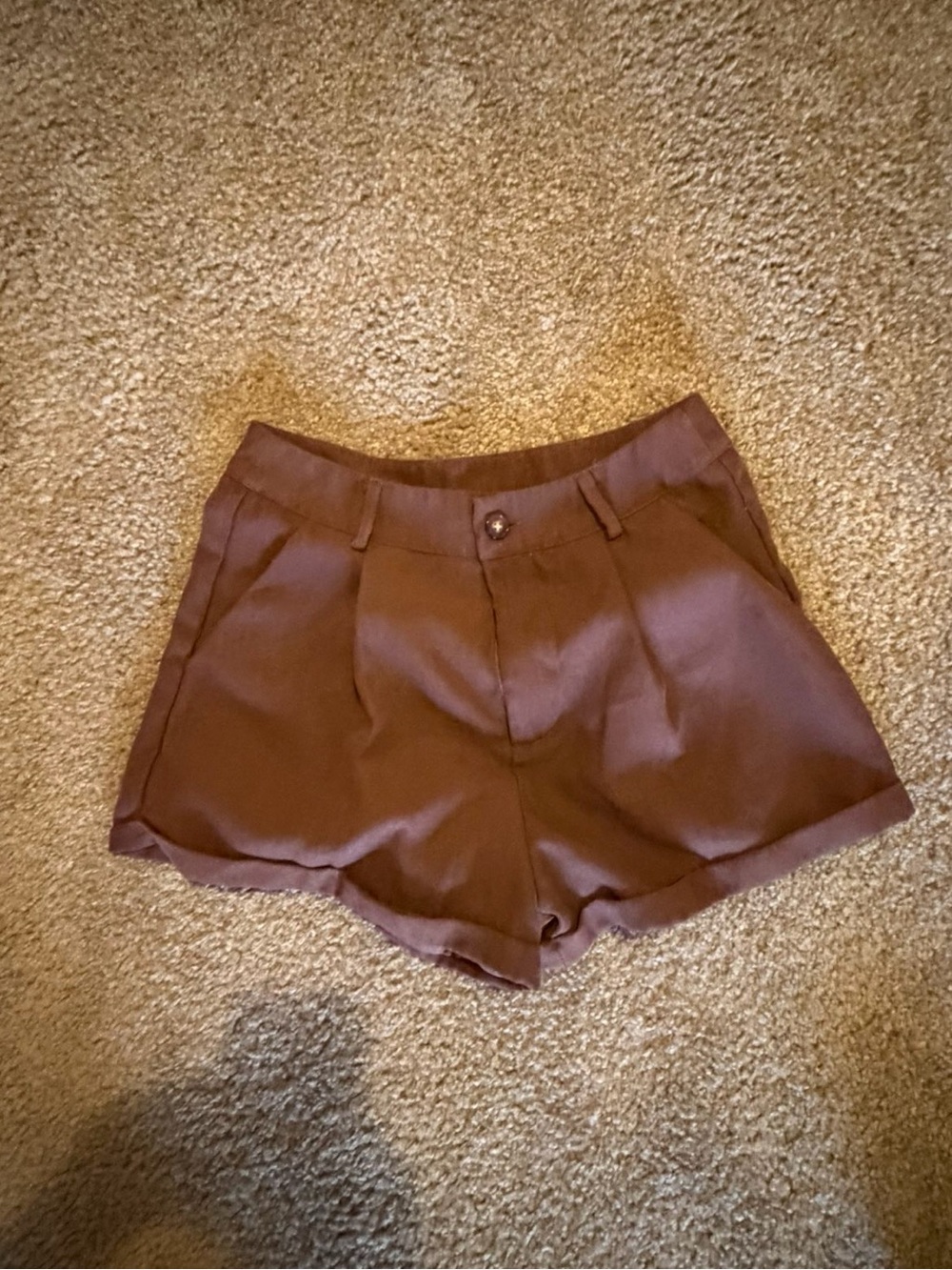 High-Waist Chocolate Brown Tailored Women's Shorts